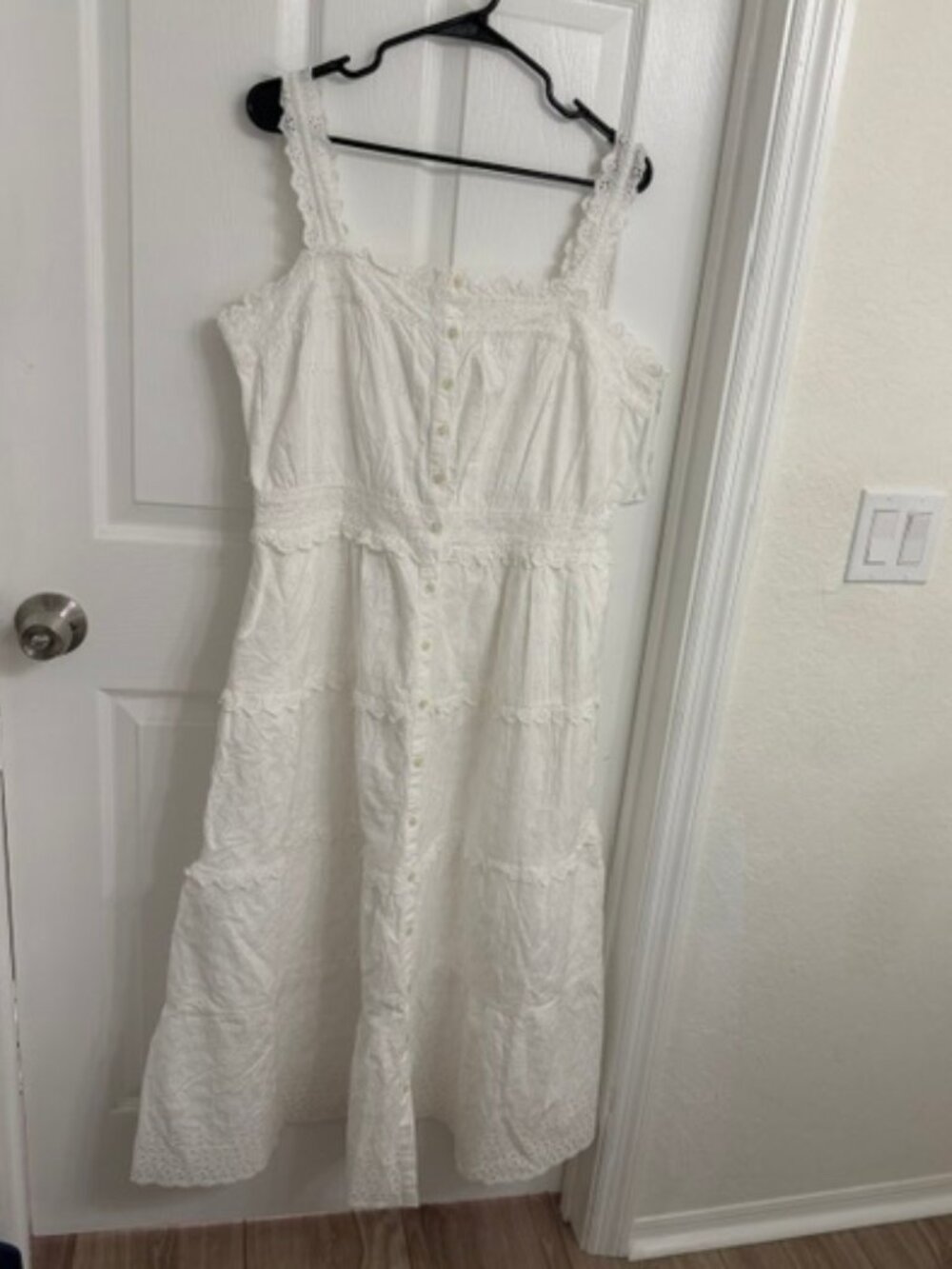 Gap x Doen New Long Eyelet Button Front  Tiered Dress Size L